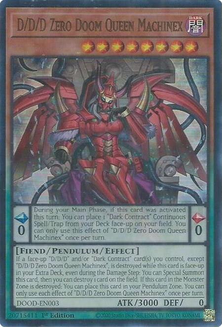 D/D/D Zero Doom Queen Machinex - Doom of Dimensions YuGiOh trading card