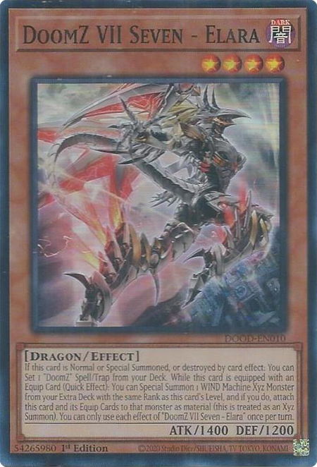 DoomZ VII Seven - Elara - Doom of Dimensions YuGiOh trading card