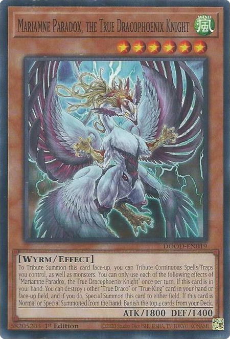 Mariamne Paradox, the True Dracophoenix Knight - Doom of Dimensions YuGiOh trading card