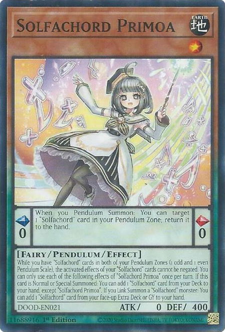 Solfachord Primoa - Doom of Dimensions YuGiOh trading card