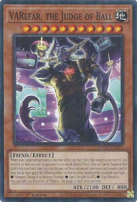 VARefar, the Judge of Ball - Doom of Dimensions YuGiOh trading card