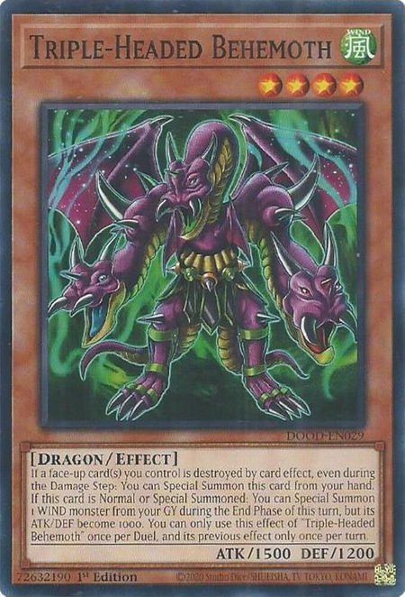 Triple-Headed Behemoth - Doom of Dimensions YuGiOh trading card