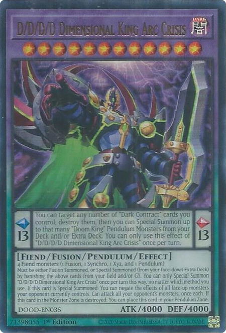D/D/D/D Dimensional King Arc Crisis - Doom of Dimensions YuGiOh trading card