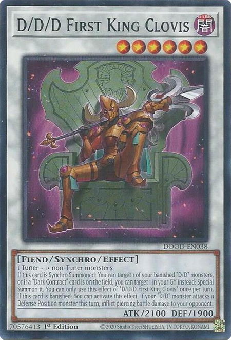 D/D/D First King Clovis - Doom of Dimensions YuGiOh trading card