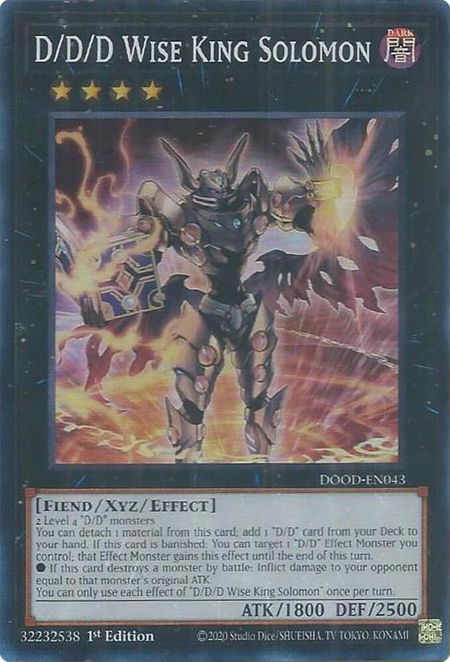 D/D/D Wise King Solomon - Doom of Dimensions YuGiOh trading card
