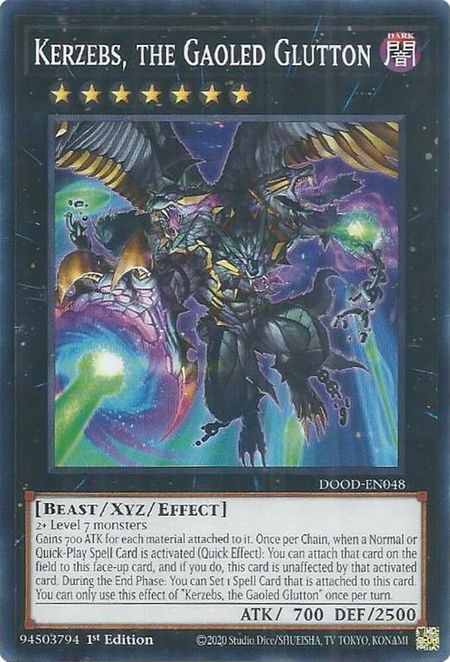Kerzebs, the Gaoled Glutton - Doom of Dimensions YuGiOh trading card