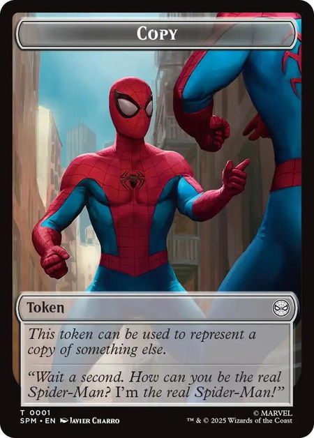 Copy // Human Citizen Double-Sided Token - Marvel's Spider-Man Magic: The Gathering trading card