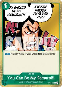 You Can Be My Samurai!! (Pirate Foil) - Premium Booster -The Best- Vol. 2 (PRB-02) #OP01-055 - Common One Piece Trading Card