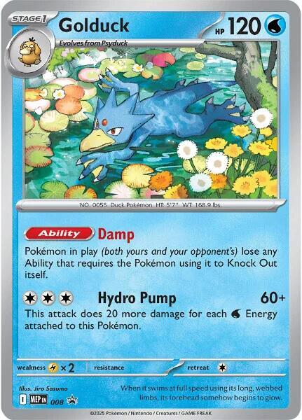Golduck - 008 trading card from ME: Mega Evolution Promo Golduck - 008 - ME: Mega Evolution Promo Pokémon trading card
