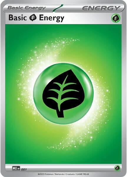 Basic Grass Energy - 001 trading card from MEE: Mega Evolution Energies Basic Grass Energy - 001 - MEE: Mega Evolution Energies Pokémon trading card