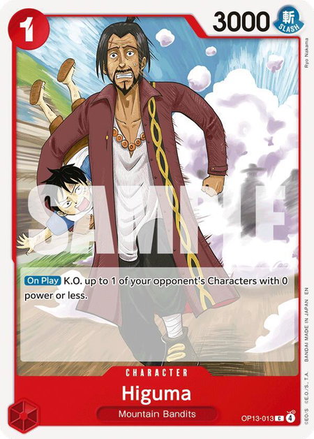 Higuma trading card from Carrying On His Will Higuma - Carrying On His Will One Piece trading card