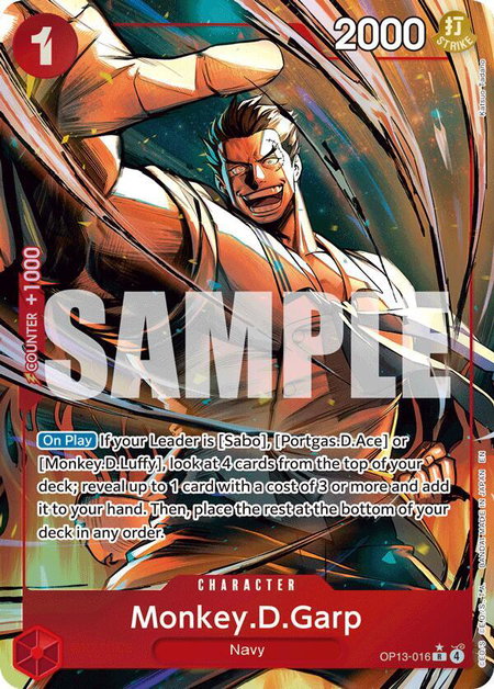 Monkey.D.Garp (Alternate Art) trading card from Carrying On His Will Monkey.D.Garp (Alternate Art) - Carrying On His Will One Piece trading card