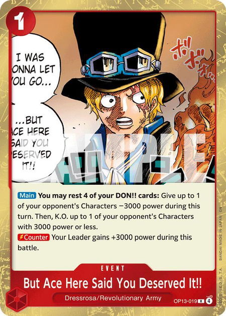 But Ace Here Said You Deserved It!! trading card from Carrying On His Will But Ace Here Said You Deserved It!! - Carrying On His Will One Piece trading card