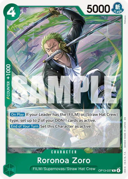 Roronoa Zoro - Carrying On His Will One Piece trading card
