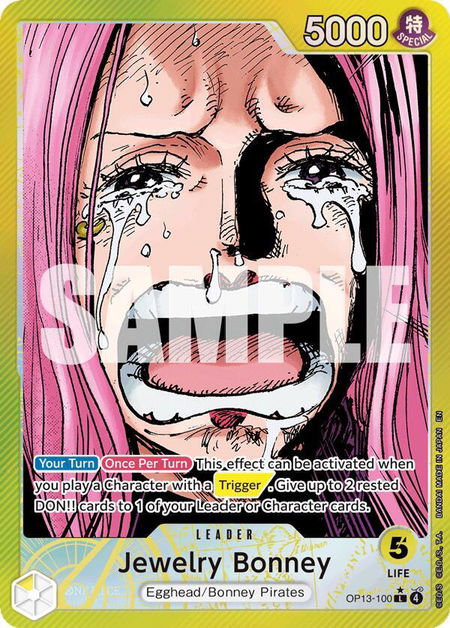 Jewelry Bonney (100) (Alternate Art) trading card from Carrying On His Will Jewelry Bonney (100) (Alternate Art) - Carrying On His Will One Piece trading card