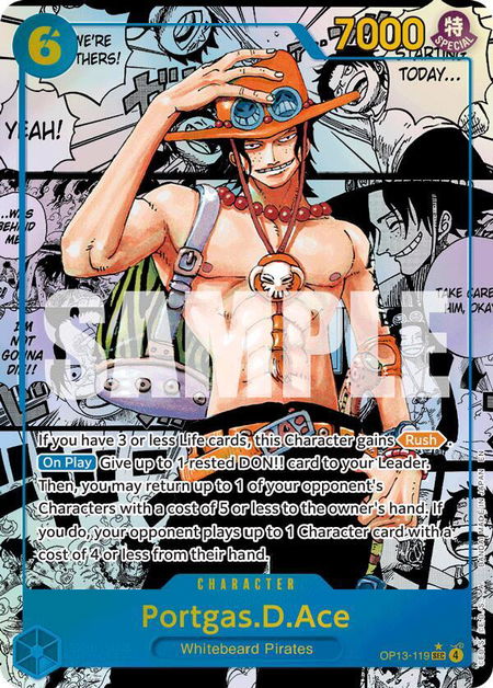 Portgas.D.Ace (119) (Super Alternate Art) trading card from Carrying On His Will Portgas.D.Ace (119) (Super Alternate Art) - Carrying On His Will One Piece trading card