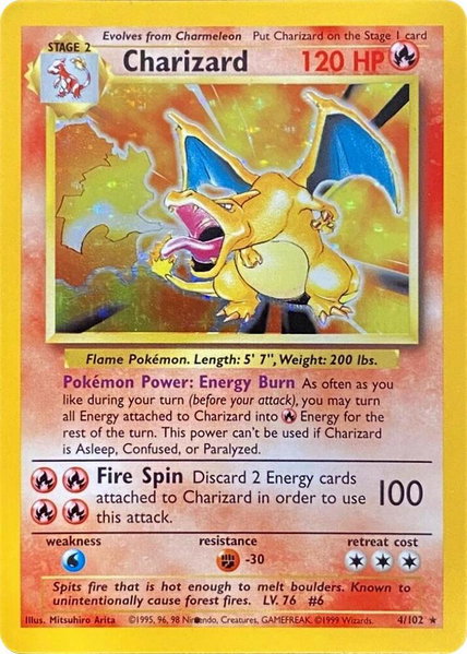 Charizard (Black Dot Error) - Base Set Pokémon trading card