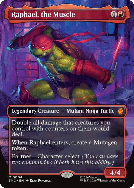 Raphael, the Muscle (0004) (Borderless) trading card from Commander: Teenage Mutant Ninja Turtles Raphael, the Muscle (0004) (Borderless) - Commander: Teenage Mutant Ninja Turtles Magic: The Gathering trading card