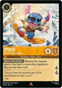Stitch - Carefree Snowboarder - Winterspell (11) #7/204 - Rare Disney Lorcana Trading Card