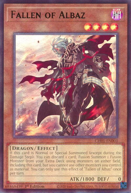 Fallen of Albaz trading card from THE CHRONICLES DECK: The Fallen & The Virtuous (All-Foil Edition) Fallen of Albaz - THE CHRONICLES DECK: The Fallen & The Virtuous (All-Foil Edition) YuGiOh trading card