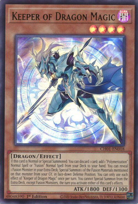 Keeper of Dragon Magic trading card from THE CHRONICLES DECK: The Fallen & The Virtuous (All-Foil Edition) Keeper of Dragon Magic - THE CHRONICLES DECK: The Fallen & The Virtuous (All-Foil Edition) YuGiOh trading card