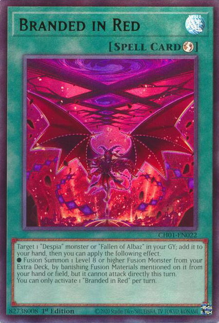 Branded in Red trading card from THE CHRONICLES DECK: The Fallen & The Virtuous (All-Foil Edition) Branded in Red - THE CHRONICLES DECK: The Fallen & The Virtuous (All-Foil Edition) YuGiOh trading card