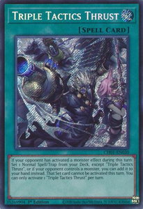 Triple Tactics Thrust (Secret Rare) - THE CHRONICLES DECK: The Fallen & The Virtuous (All-Foil Edition) (CH01) #CH01-EN030 - Secret Rare YuGiOh Trading Card
