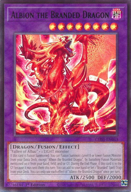 Albion the Branded Dragon trading card from THE CHRONICLES DECK: The Fallen & The Virtuous (All-Foil Edition) Albion the Branded Dragon - THE CHRONICLES DECK: The Fallen & The Virtuous (All-Foil Edition) YuGiOh trading card