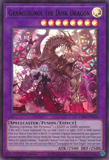 Granguignol the Dusk Dragon trading card from THE CHRONICLES DECK: The Fallen & The Virtuous (All-Foil Edition) Granguignol the Dusk Dragon - THE CHRONICLES DECK: The Fallen & The Virtuous (All-Foil Edition) YuGiOh trading card