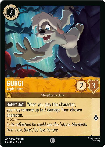 Gurgi - Apple Lover trading card from Whispers in the Well Gurgi - Apple Lover - Whispers in the Well Disney Lorcana trading card