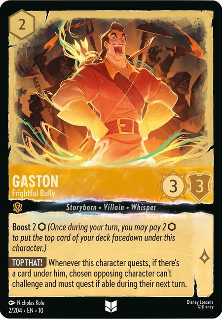 Gaston - Frightful Bully trading card from Whispers in the Well Gaston - Frightful Bully - Whispers in the Well Disney Lorcana trading card
