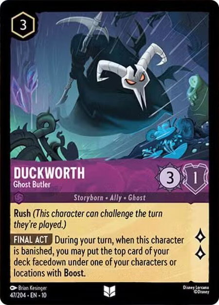 Duckworth - Ghost Butler trading card from Whispers in the Well Duckworth - Ghost Butler - Whispers in the Well Disney Lorcana trading card