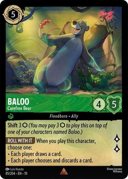 Baloo - Carefree Bear trading card from Whispers in the Well Baloo - Carefree Bear - Whispers in the Well Disney Lorcana trading card
