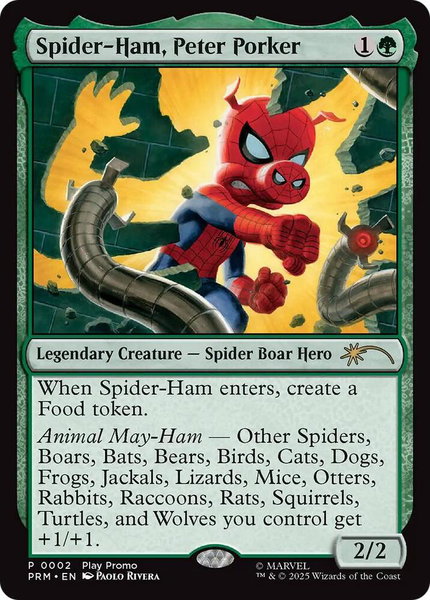 Spider-Ham, Peter-Porker trading card from Play Promos Spider-Ham, Peter-Porker - Play Promos Magic: The Gathering trading card