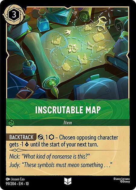 Inscrutable Map trading card from Whispers in the Well Inscrutable Map - Whispers in the Well Disney Lorcana trading card