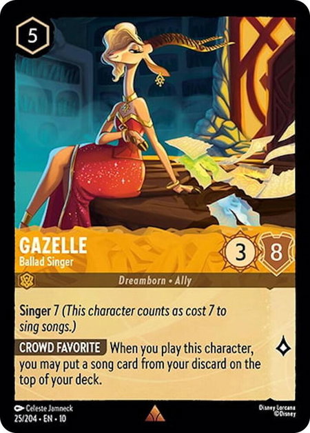 Gazelle - Ballad Singer trading card from Whispers in the Well Gazelle - Ballad Singer - Whispers in the Well Disney Lorcana trading card