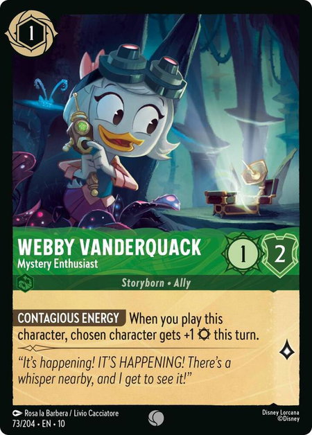 Webby Vanderquack - Mystery Enthusiast - Whispers in the Well Disney Lorcana trading card