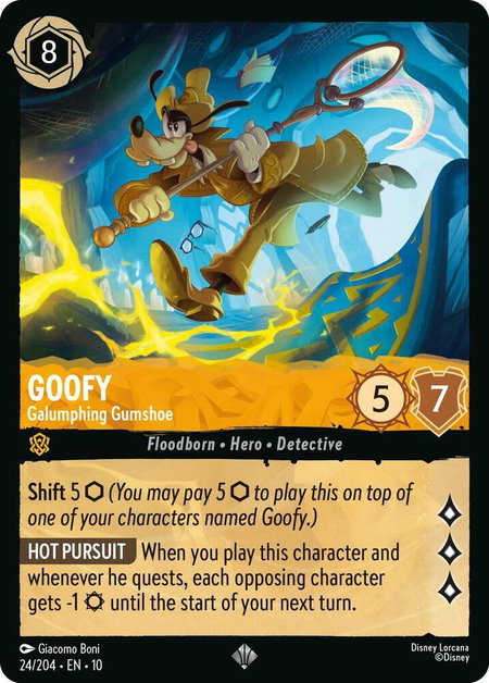 Goofy - Galumphing Gumshoe trading card from Whispers in the Well Goofy - Galumphing Gumshoe - Whispers in the Well Disney Lorcana trading card