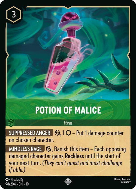 Potion of Malice trading card from Whispers in the Well Potion of Malice - Whispers in the Well Disney Lorcana trading card