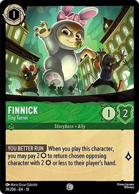 Finnick - Tiny Terror trading card from Whispers in the Well Finnick - Tiny Terror - Whispers in the Well Disney Lorcana trading card
