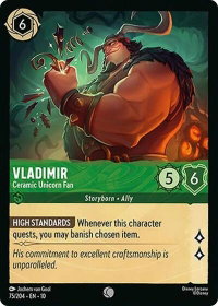 Vladimir - Ceramic Unicorn Fan - Whispers in the Well (10) #75/204 - Common Disney Lorcana Trading Card