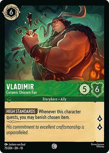 Vladimir - Ceramic Unicorn Fan trading card from Whispers in the Well Vladimir - Ceramic Unicorn Fan - Whispers in the Well Disney Lorcana trading card