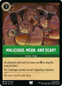 Malicious, Mean, and Scary - Whispers in the Well (10) #97/204 - Uncommon Disney Lorcana Trading Card