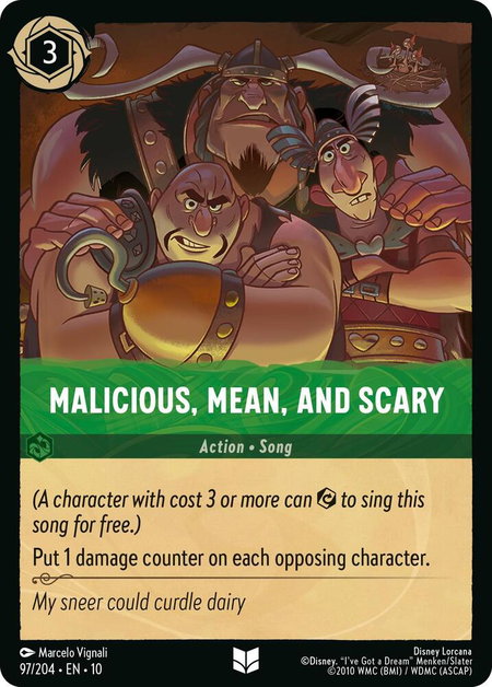 Malicious, Mean, and Scary - Whispers in the Well Disney Lorcana trading card