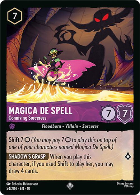 Magica De Spell - Conniving Sorceress trading card from Whispers in the Well Magica De Spell - Conniving Sorceress - Whispers in the Well Disney Lorcana trading card