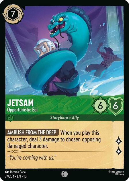 Jetsam - Opportunistic Eel trading card from Whispers in the Well Jetsam - Opportunistic Eel - Whispers in the Well Disney Lorcana trading card