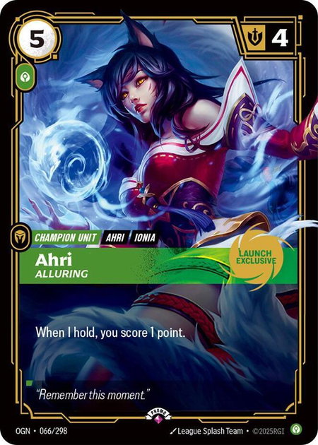 Ahri - Alluring (Launch Exclusive) - Riftbound Promotional Cards Riftbound trading card