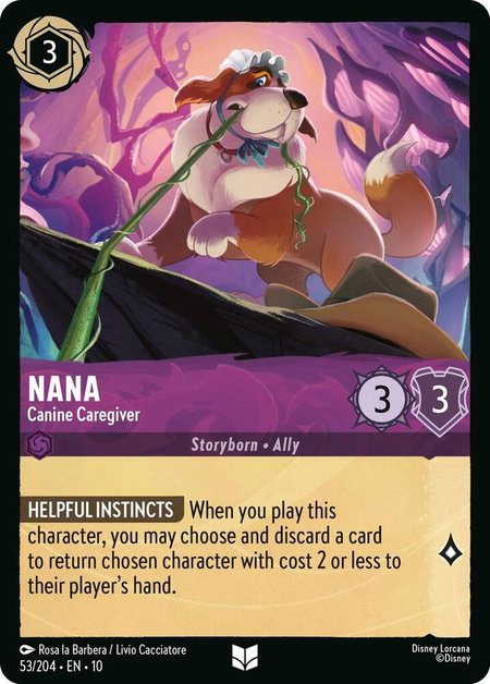 Nana - Canine Caregiver trading card from Whispers in the Well Nana - Canine Caregiver - Whispers in the Well Disney Lorcana trading card
