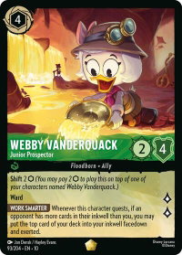Webby Vanderquack - Junior Prospector - Whispers in the Well (10) #93/204 - Legendary Disney Lorcana Trading Card