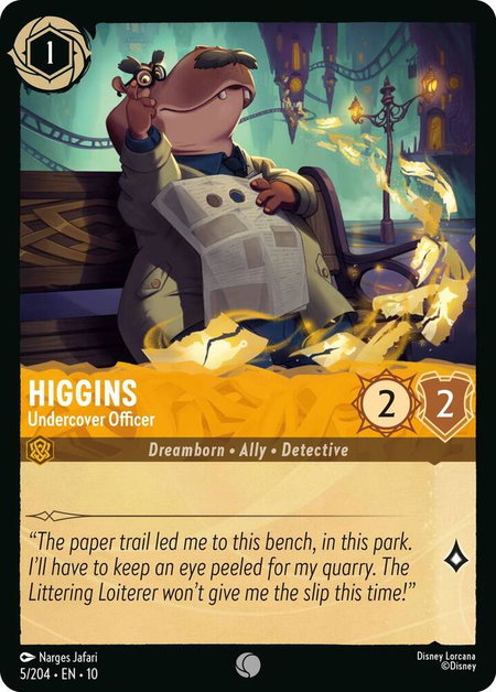 Higgins - Undercover Officer - Whispers in the Well Disney Lorcana trading card